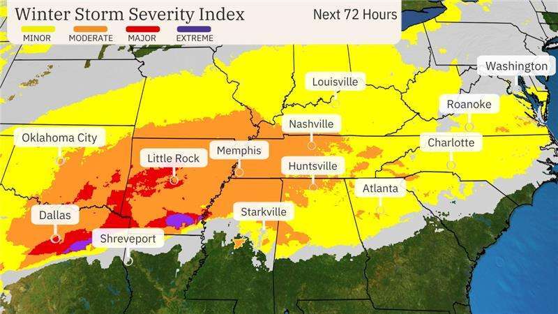 Winter Storm Cora Projected Impact Map